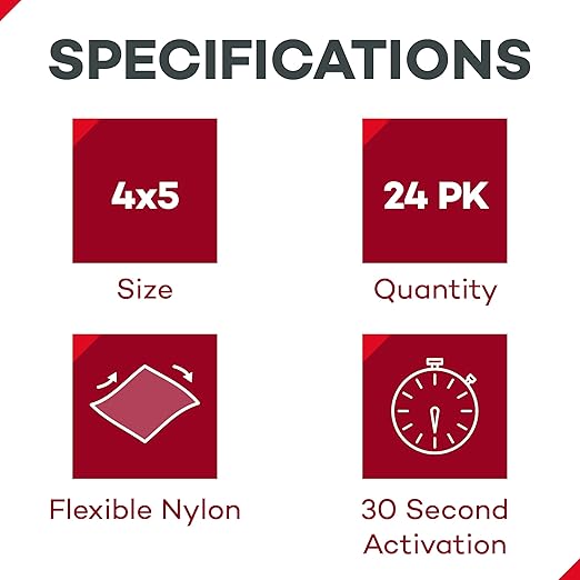 Dealmed Instant Cold Pack – Pack of 24, 4" x 5" Disposable Cold Packs for Injuries, Swelling, Sprains, Muscle Soreness and More, No Refrigeration Single Squeeze Activation White