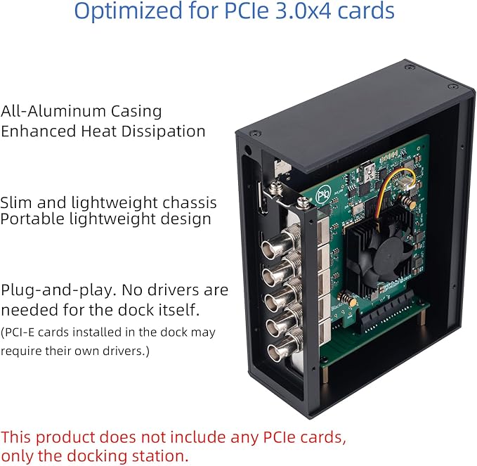 PCIe 3.0x4 to Thunderbolt 3/4 Mini Dock Support USB4, 85W PD Reverse Charging, DP 1.4 Port Output, Decklink Duo 2 Housing Enclosure for Laptops/Desktops (MK-F1)