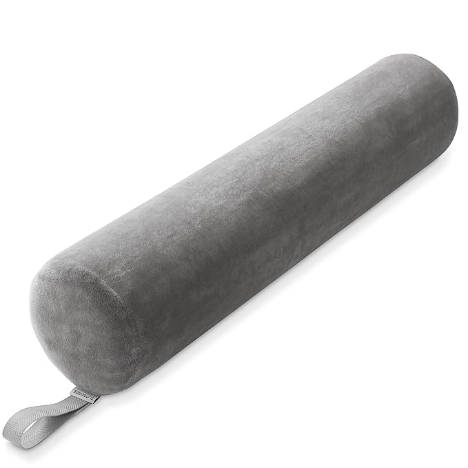 Saloniture Full Round Massage Table Bolster Pillow Pad - 26 x 6 Inch - Gray Velour