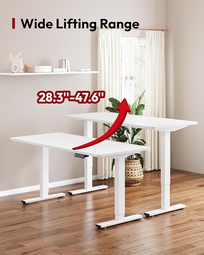 SANODESK Standing Desk Height Adjustable Electric Stand up Desk 79x32 Inches Sit Stand Home Office with Splice Board, White Frame/White Top