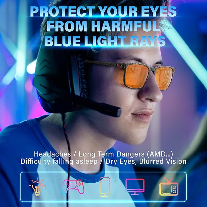 99% Blue Light Blocking Glasses Men Women Lightweight Frame Computer TV Gaming Eyeglasses Reduce Eyestrain