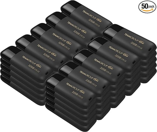 TEAMGROUP C175 32GB 50 Pack USB 3.2 Gen 1 (USB 3.1/3.0) Flash Thumb Drive, External Data Storage Memory Stick Compatible with Computer/Laptop Matte Black TC175332GB25