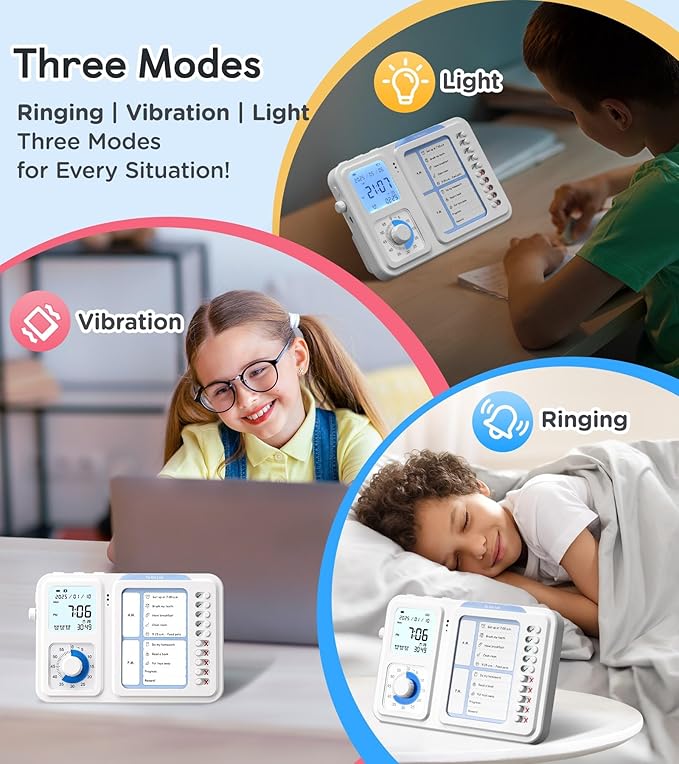3-in-1 Visual Timer & ADHD Tool for Kids|Adults, Task Timer with Chore Chart Board, Visual Schedule for Kids with Autism, Daily Checklist for Home, School, Classroom, Desk (White)