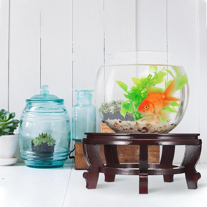 Wooden Planter Stand Indoor Chinese Vase Fishbowl Display Stands Asian Vase Pot Stands Traditional Stands for Home Indoor Plants Outdoor Decoration (10 Inches)