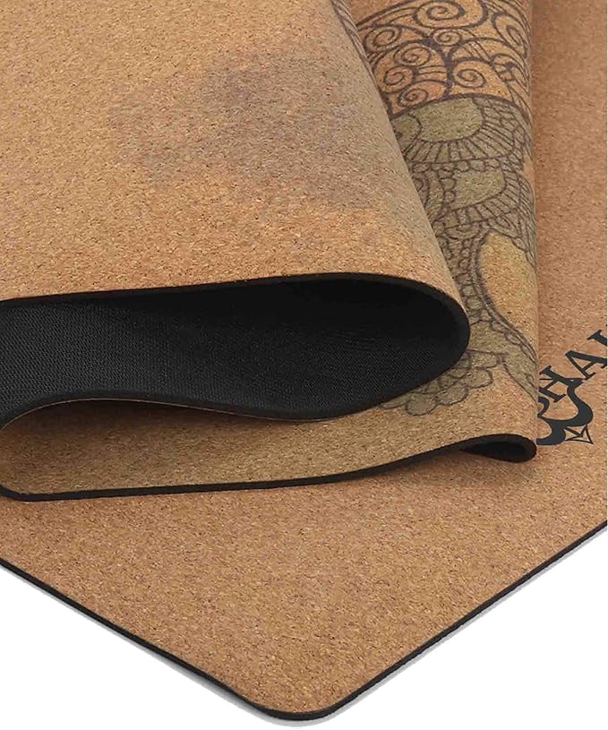 Shakti Warrior Cork Yoga Mat - Artist Designed, Premium Printed Eco-Friendly Non-Slip mat, Great for Regular & Hot Yoga, Pilates, Workouts 72 inch x 24 inch x 3mm Thick