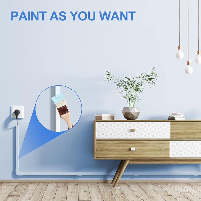 250in Cord Hider, One-Line Cable Hider, Yecaye Small Cord Covers for Wires on Wall System, Cable Raceway Kit for Max 2 Cords, Wire Hiders for Tv on Wall, Wire Hider, 16XL15.7in W0.59in H0.4in, White