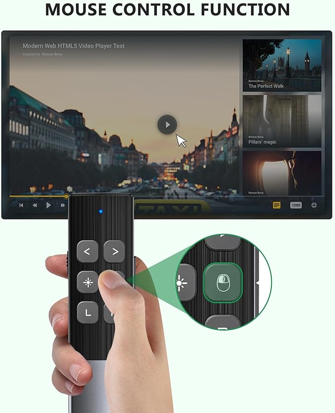 Wireless Rechargeable Presentation Clicker- Presentation Remote with Air Mouse Control, Gyro Volume Adjustment & Ink Annotation- Clicker for PowerPoint, Keynote on Mac, PC, Laptop