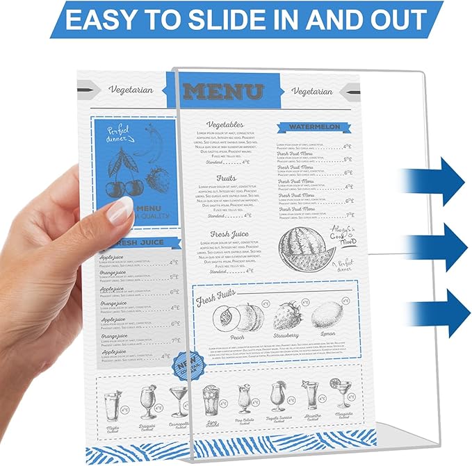 EHWINE 12 Pack 4 x 6 Acrylic Sign Holder, Clear Plastic Signs Display Stand, Vertical Slanted Back Paper Holder Stand up Table Top Sign Holders Flyer Stand Frames Suitable for Office Business Store