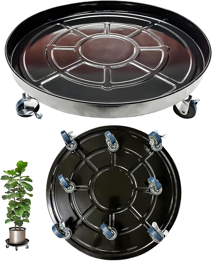 Heavy-Duty Plant Caddy with Wheels 20 Inch, 360° Lockable Caster,Outdoor Rolling Plant Dolly That is Not Easily Rusted, Indoor Metal Plant Cart with Rollers, Plant Pot Trolley, Black 3Pack