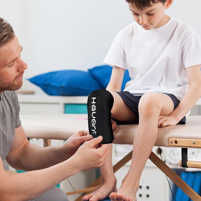 Knee Ice Pack Wrap with Compression Sleeve, Flexible Gel Ice Wrap for Knee, Elbow, Ankle, Foot, Reusable Hot & Cold Therapy for Injuries, Pain Relief, Meniscus, ACL, MCL Recovery – L