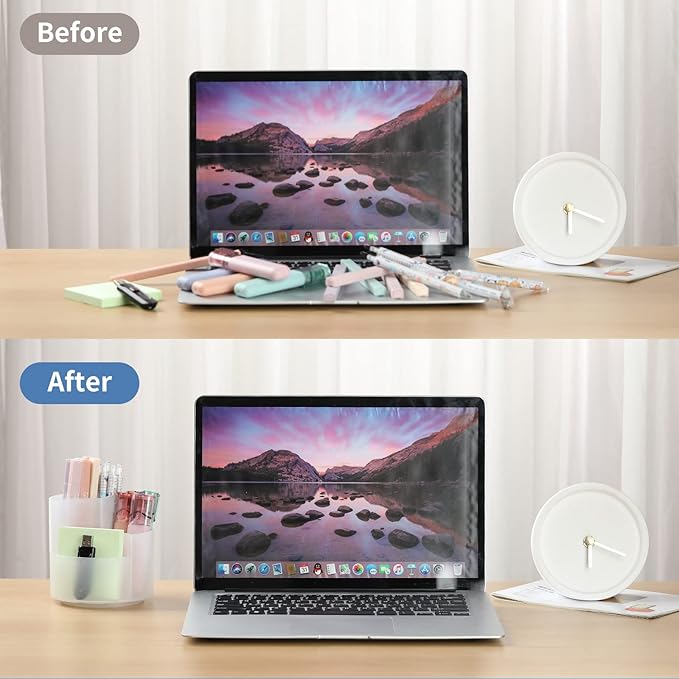 Desk Pencil Pen Holder, 3 Slots 360-Degree Spinning Organizers, Desktop Storage Stationery Supplies, Cute Cup Pot for Office, School, Art Supply, Kids - Clear