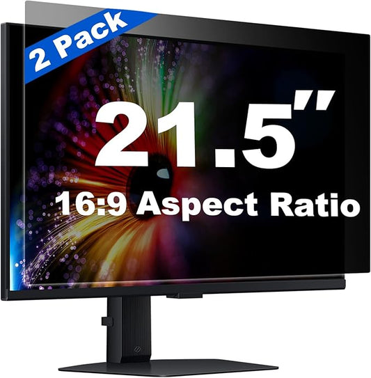 [2 Pack] 21.5 Inch Computer Privacy Screen for 16:9 Aspect Ratio Widescreen Monitor, Eye Protection Anti Glare Blue Light Filter Shield, Removable Anti-Scratch Anti Spy Protector