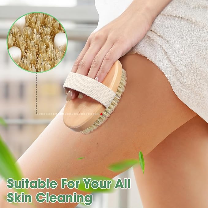 Gejoy 30 Pcs Dry Brushing Body Brush Exfoliating Brush with Massage Nodule Dry Skin Body Scrubber for Shower Bath Back Circulation Improvement Dead Skin Exfoliator (4.92 x 2.56 Inches,Wood Color)