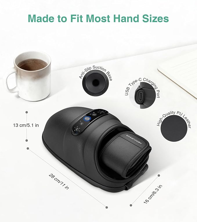 Medcursor Hand Massager, Hand Massager with Heat and Compression for Carpal Tunnel and Stiff Joints, Pain Relief from Wrist to Palm and Finger, Gifts for Women Men (Rechargeable)