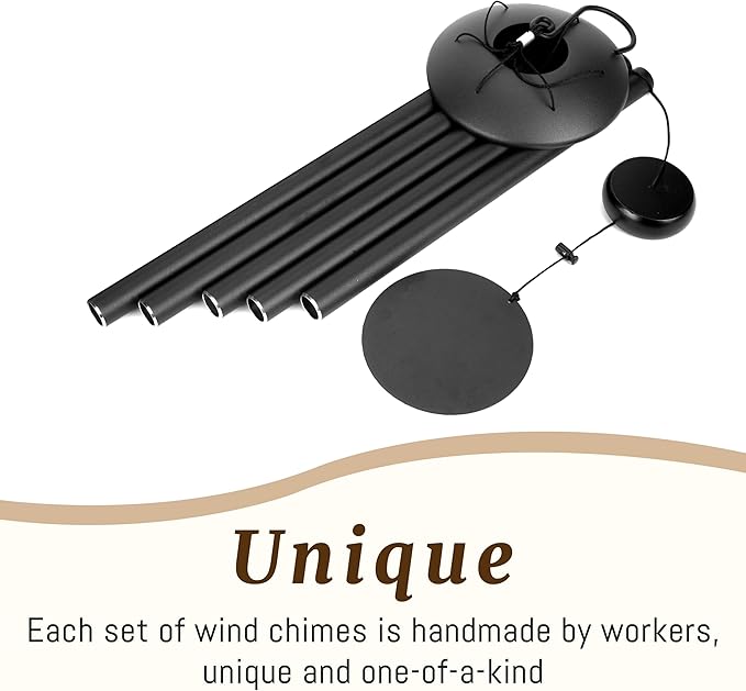 65" Extra Large Wind Chimes with Deep Tone Sound, Coolest Metal Windchimes Outdoors with Pine Wood Striker, Unique Gift for Mom, Garden Decoration(Black)
