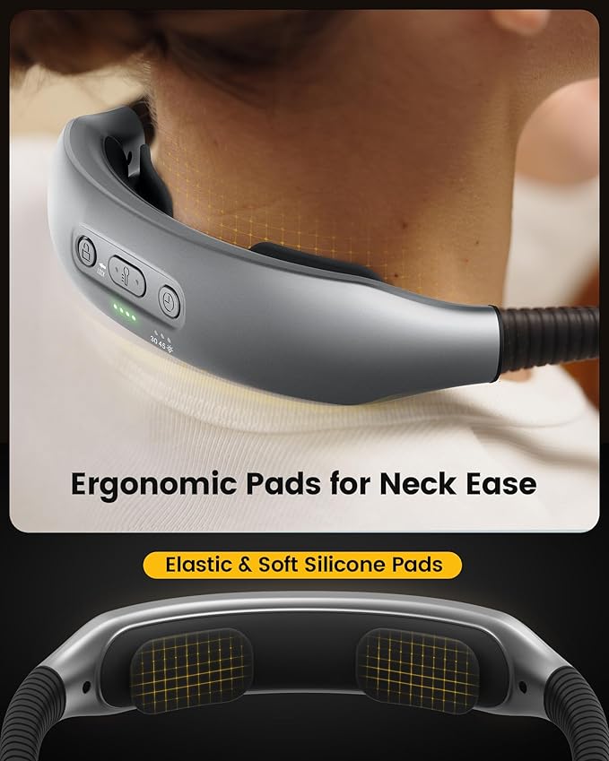 Glocusent Ergonomic Reading Light, 1600mAh Rechargeable Book Light for 100 Hrs - 3 Colors & 5 Brightness, Neck Light with Timers, Sleep Aid & Travel Lock, Perfect for Reading, Knitting & Craft