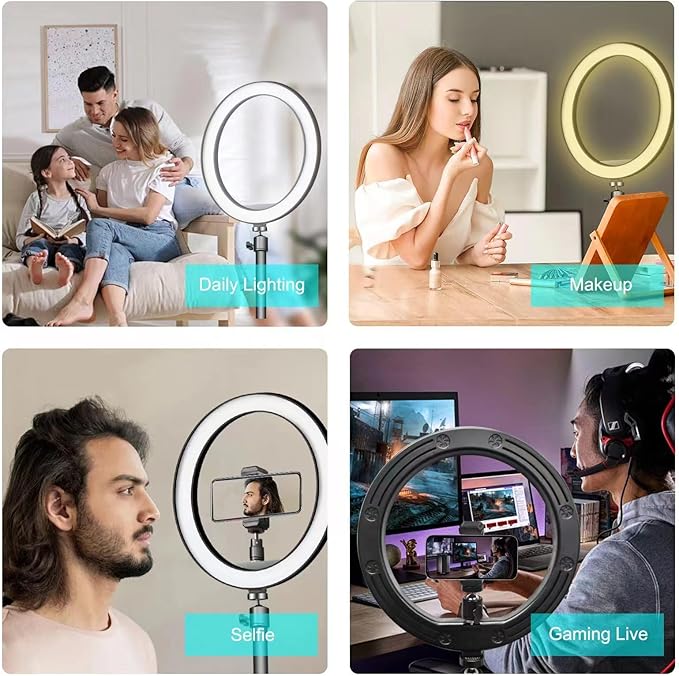 12" RGB Ring Light Bundle with 55-inch Adjustable Reflector Stand- Suitable for Phones and Cameras, Adjustable Ring Light for Tiktok/YouTube/Photography/Makeup