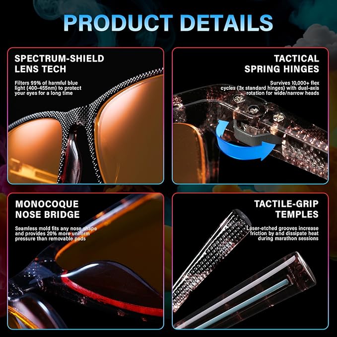 99% Blue Light Blocking Glasses Men Women Lightweight Frame Computer TV Gaming Eyeglasses Reduce Eyestrain