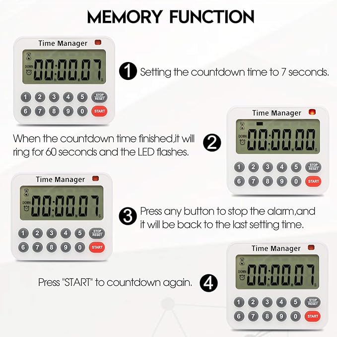 Digital Countdown Kitchen Timer - AIMILAR AY4052-2 Magnetic Count Up Down Cooking Timer with Magnet Back Loud Alarm Directly Input Hours Minutes and Seconds (2 Pack)