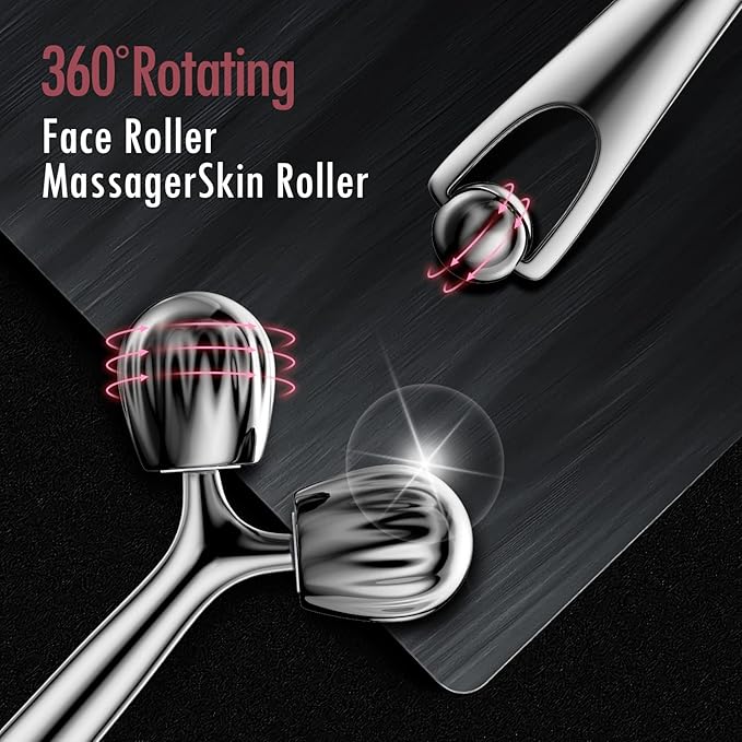 DANGSHAN Stainless Steel Face Roller and Gua Sha Massage Tool Set, Facial Massage Gua Sha Facial Tools Skincare for Face, Eye, Neck, Body Skin Care Tools Gift for Women