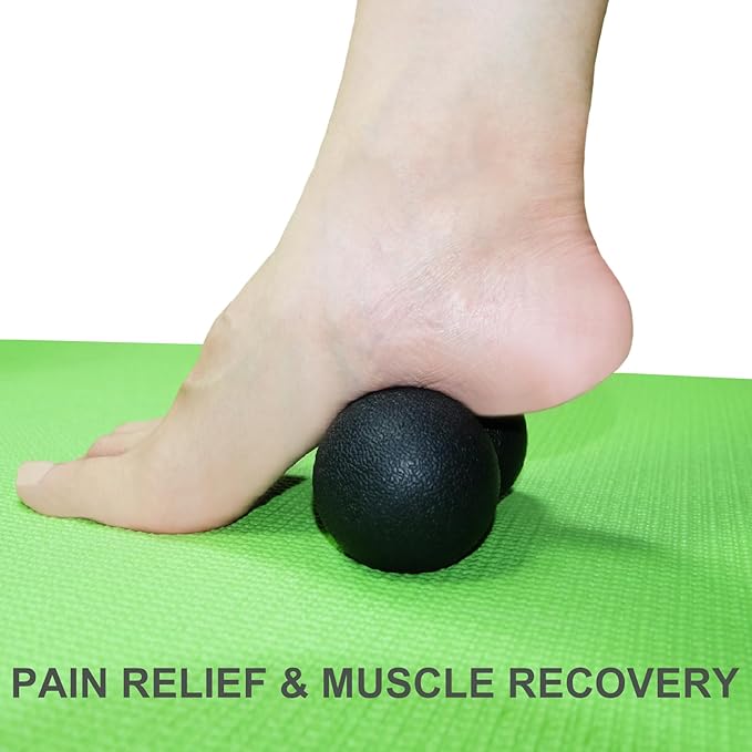 Hard Peanut Massage Ball, Double Lacrosse Massage Ball. Deep Tissue Massage Roller Mobility Ball for Physical Therapy Myofascial Release Muscle Relaxer Acupoint Massage (Black)