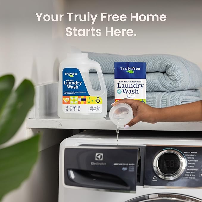 Laundry Wash Detergent for Sensitive Skin | Gentle & Safe for Baby Clothes | Plant-Based, Natural Ingredients | Unscented | Refill Only (200 Loads)