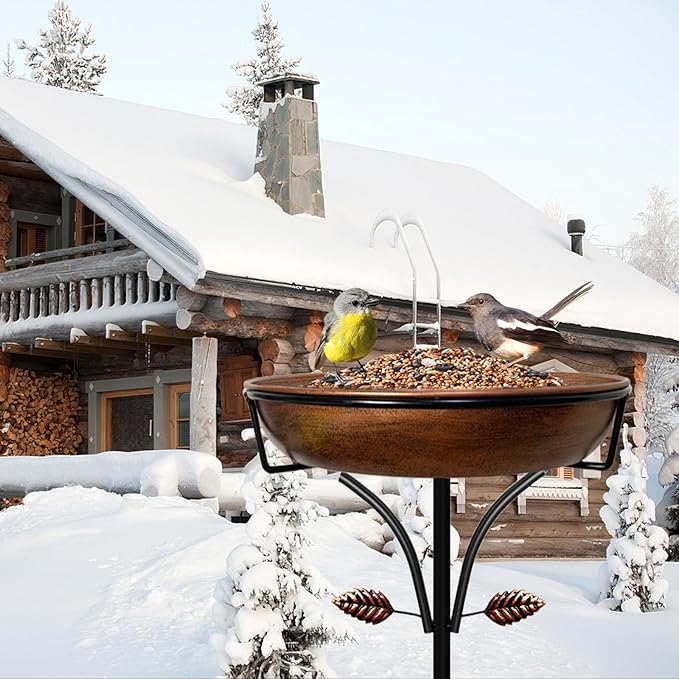 Metal Bird Bath for Outdoor, Vintage Free Standing Birdbathswith Metal Stake Stand,Detachable Bird Baths Feeder Bowl for Garden Patio Yard Lawn Decor,Upgraded 5-Pronged Base (Antique Bronze)