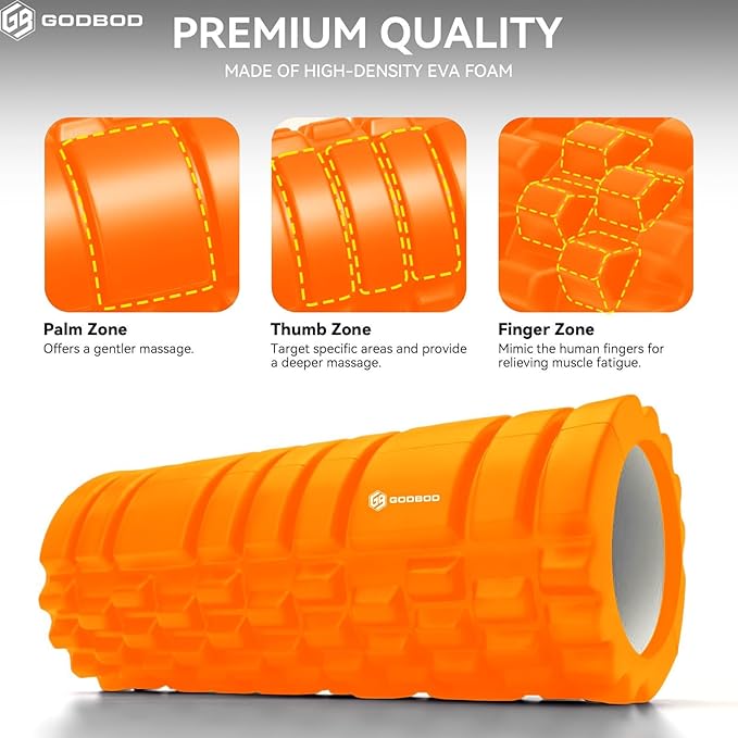 Deep Tissue Foam Roller - High-Density Muscle Massage Roller for Recovery, Pain Relief, Trigger Point, and Myofascial Release - Ideal for Athletes, Gym, and Physical Therapy - 13" x 5"