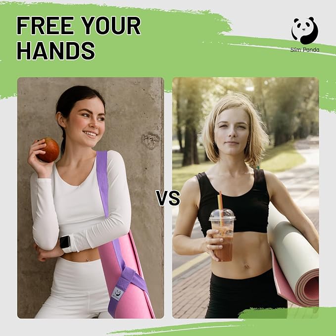 Slim Panda Yoga Mat Straps for Carrying, Adjustable Yoga Mat Carrier, Yoga Mat Sling(Yoga Mat Not Included)