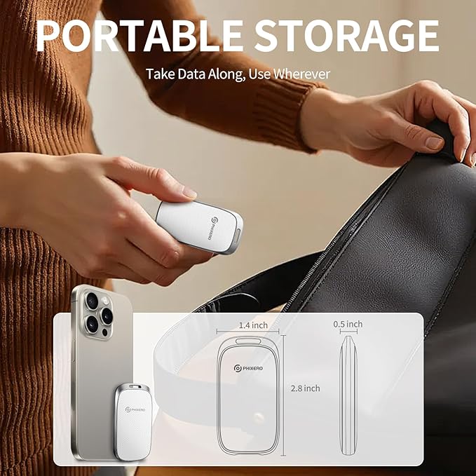 PHIXERO P20 External Portable SSD 512GB,up to 2050Mb/s,External Solid State Drives with 2 in 1 USB C Cable with LED Indicator,USB 3.2 Gen 2 Portable Hard Drive for iPhone 15/16 PRO, Mac, PC & Laptops