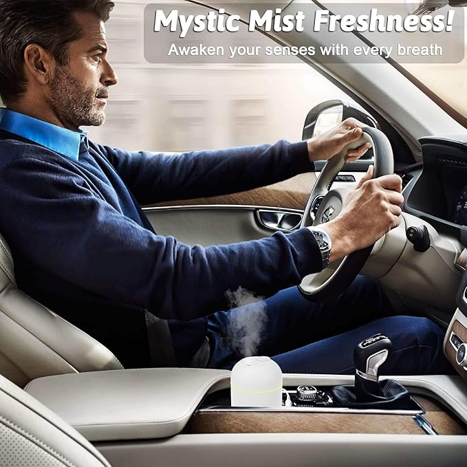 220ml Mini Essential Oil Diffuser for Desk, Small Humidifiers for Bedroom Aromatherapy Diffusers for Home Fragrance Aroma Diffuser with Night Light & Auto-Off