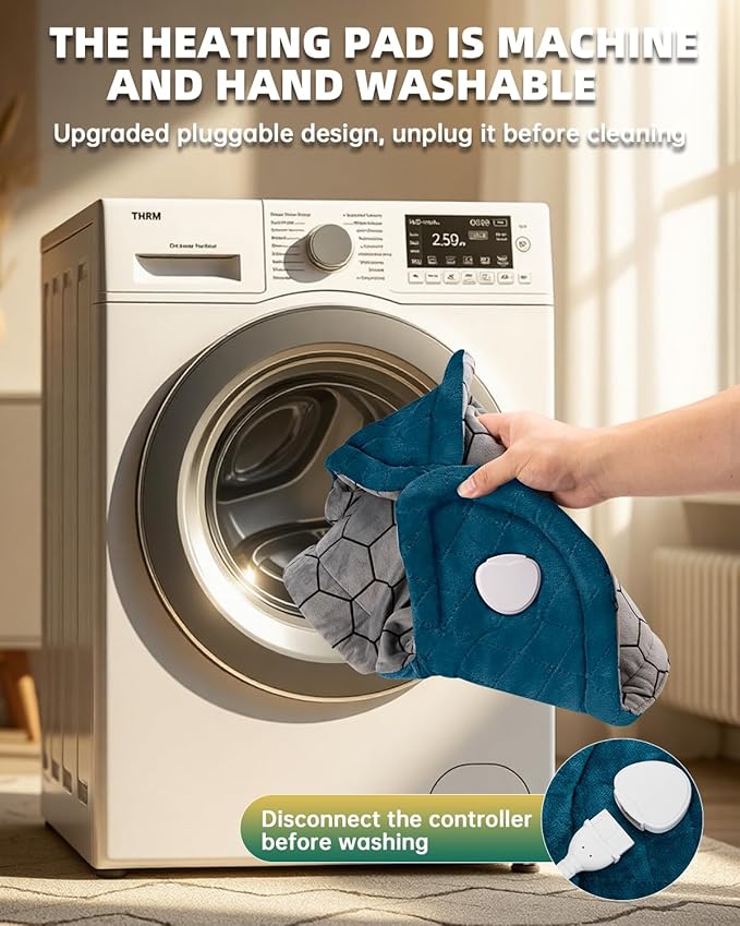 Graphene-Infused Heating Pad for Neck and Shoulders and Back Pain Relief,Upgraded Weighted 3X Deeper Heat Therapy Wrap with 6 Temperature Settings & 4 Auto-Off Timers,Large Heated Wrap, 23"x19"