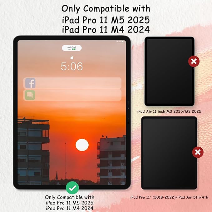 bersem 2 Pack New Paperfeel Screen Protector Compatible with iPad Pro 11 Inch M5 2025 / M4 2024, Matte PET Film for Paper Art Writing, Friendly, Anti-Glare, Case Friendly, Easy Installation,