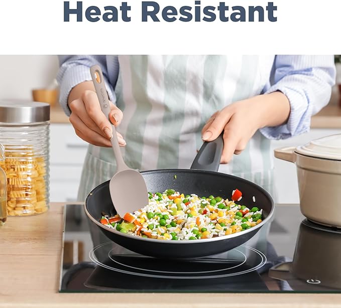 5 Pieces Silicone Spatula Set, Food Grade Rubber Spatula, Upgrade Strong Handle with Ergonomic Grip, Heat Resistant Up to 600°F for Nonstick Cookware, Cooking Creamy White