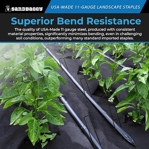 Sandbaggy USA Made 6-inch Landscape Staples - Garden Stakes - Landscaping Fabric, Netting, Sod, Artificial Turf (Standard, 5000)