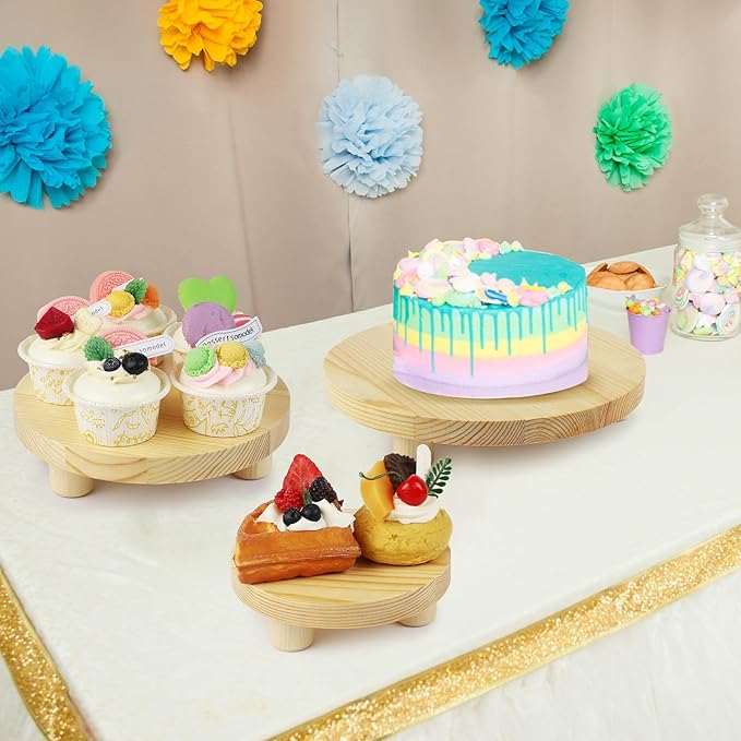 Wood Plant Stand Indoor Outdoor,Plant Stand Risers,Wooden Stool Display Stand for Planter Table,Small Planter Tray for Decor,3PCS,Natural