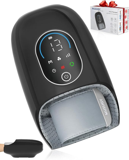 Hand Massager with Heat and Compression – Full-Hand & Wrist Air Massage with Palm Roller – 6 Modes & Intensities – Soothing Comfort for Daily Use