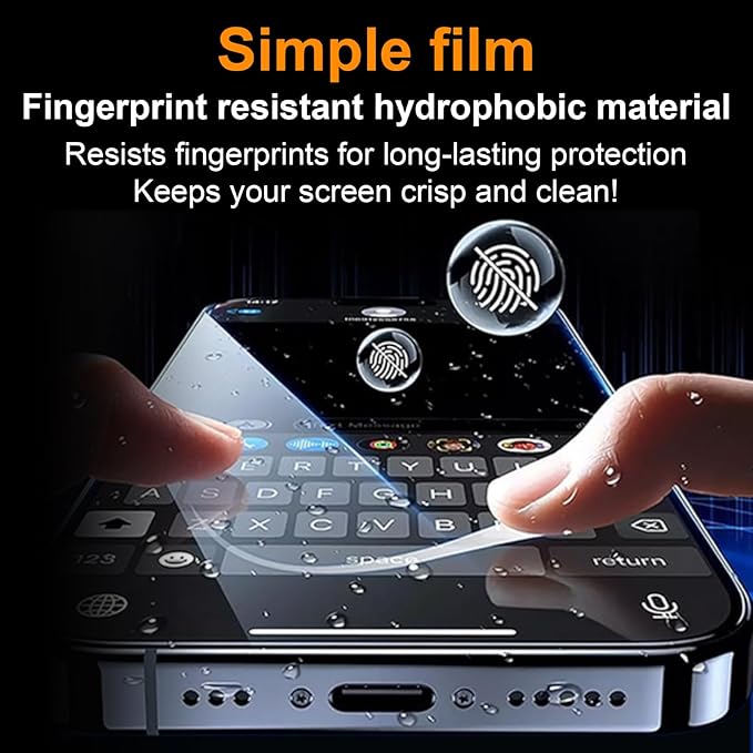 OneFish for iPhone 16 Pro Max 6.9inch Tempered Glass Screen Protector 2 Pack Auto Dust-Elimination Easy Installation Privacy Screen Protector