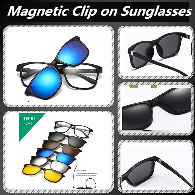 Clip on Flip up Polarized Lens For Prescription Glasses UV Protection Sunglasses (Clear lenses not Polarized)