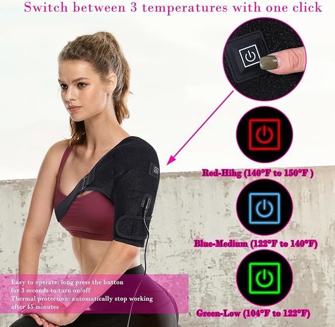 Shoulder Heating Pads Wrap,3 Heat Settings Relieve Muscle Pain,Rotator Cuff,Reduce Shoulder Pain