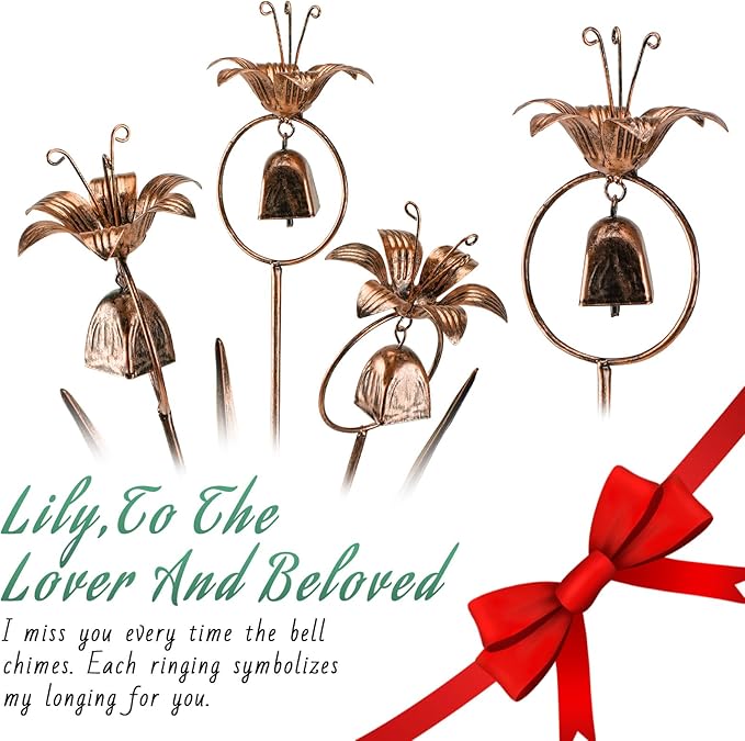 Metal Bronze Calla Lily Flowers with Bells for Outdoor Garden Decor