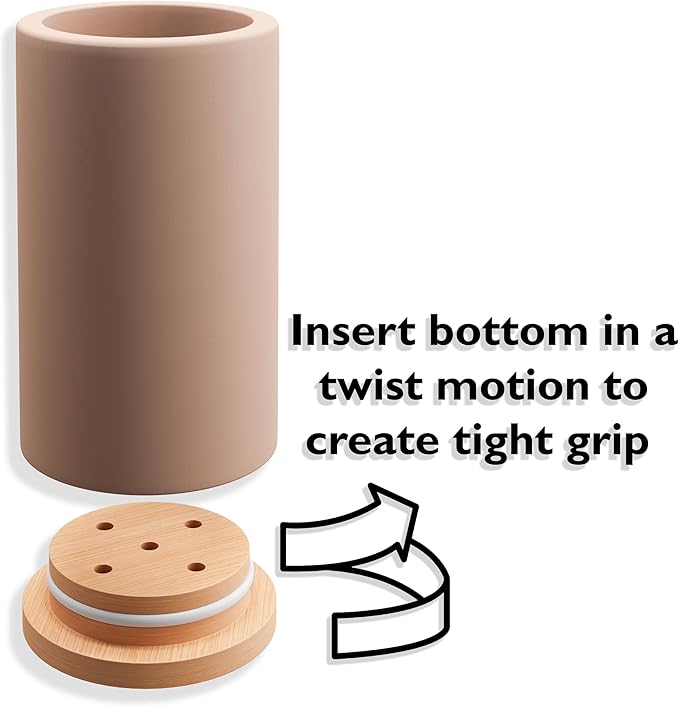 Matani Bamboo Toothbrush Holder Diatomite Tooth Brush Organizer - Storage Stand for Small Bathroom & Counter - Removable Base & Drain Holes, Water-Absorbent & Quick-Drying (Black)