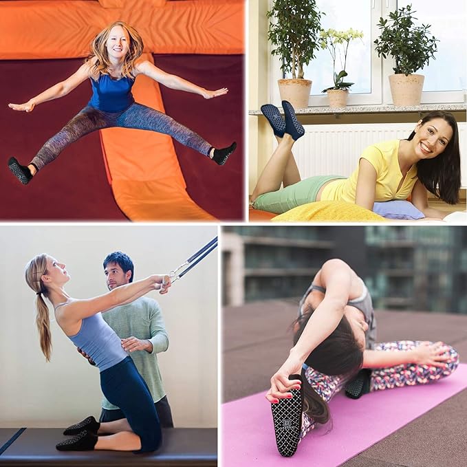 unenow Unisex Non Slip Grip Socks with Cushion for Yoga Pilates Barre Home & Hospital