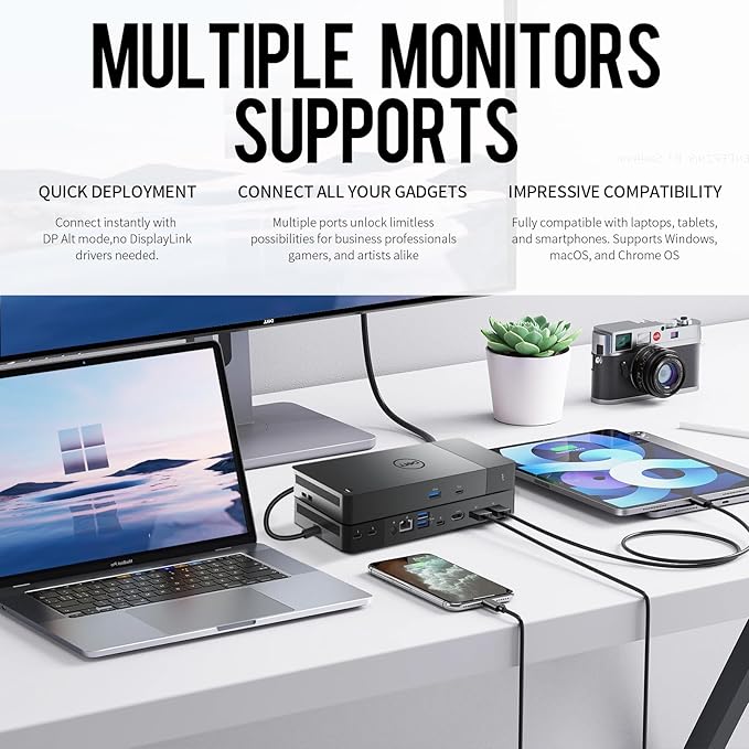 Dell WD19DCS Docking Station, Performance Dock WD19DCS - 3 Year Warranty, with 240W Power Adapter + 210W Power Delivery + ZoomSpeed HDMI & DisplayPort Cable + USB-C Cable - New