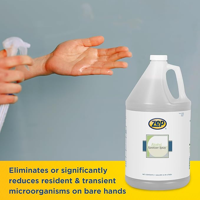 Zep Alcohol Hand Sanitizer Spray Refill - 1 Gallon (Case of 4) 90024-70% Ethanol-Based, Non-Foaming for Dispensers, Manufactured in the USA