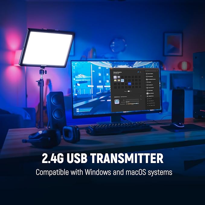 NEEWER 15.5" LED Streaming Key Light, CRI97+ Clamp on Desk Panel Video Lighting, 2.4G PC/Mac iOS/Android APP Control, Compatible with Elgato Stream Deck for Gaming Recording Zoom Call, GL1 PRO Black