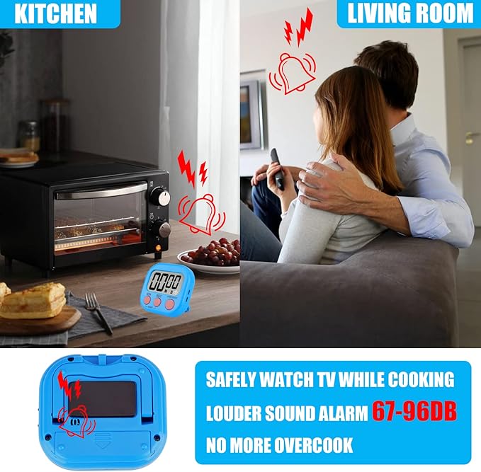 6 Pack Multi-Function Electronic Timer - Magnetic Digital Timers Big LCD Display The Loud/Silent Switch Countdown Timer Extensively Use in Break Time, Cooking,Gym, Meeting, Classroom