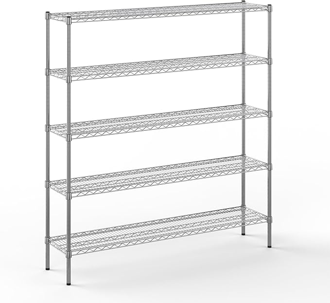 14" Deep x 60" Wide x 64" Height Wire Shelving Kit | 5-Tier | NSF Commercial Storage Rack Unit