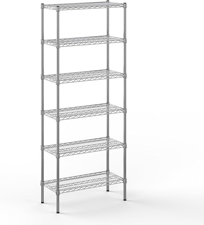 14" Deep x 30" Wide x 74" Height Wire Shelving Kit | 6-Tier | NSF Commercial Storage Rack Unit