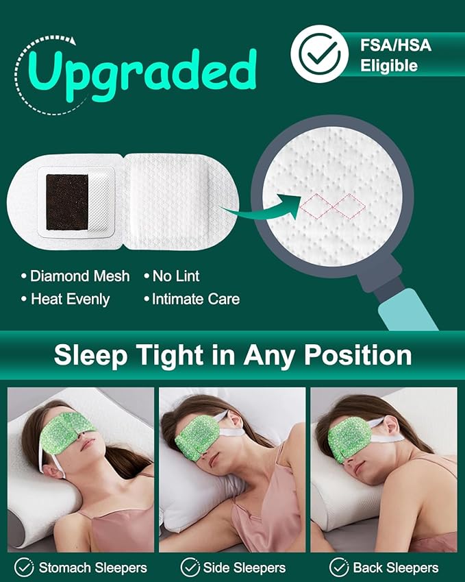 16 Packs Steam Eye Masks for Dry Eyes, Self Heating Warm Compress for Eyes Fatigue & Puffiness Relief, Disposable Heated Eye Mask Travel Essentials, Spa Relaxation Set for Women Christmas, Unscented